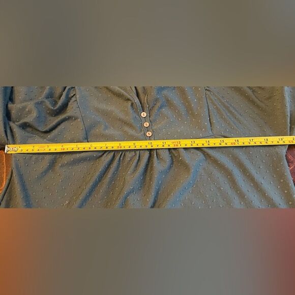 Peach Love Blouse Sz L Boho V-neck 3 Buttons - Picture 4 of 6